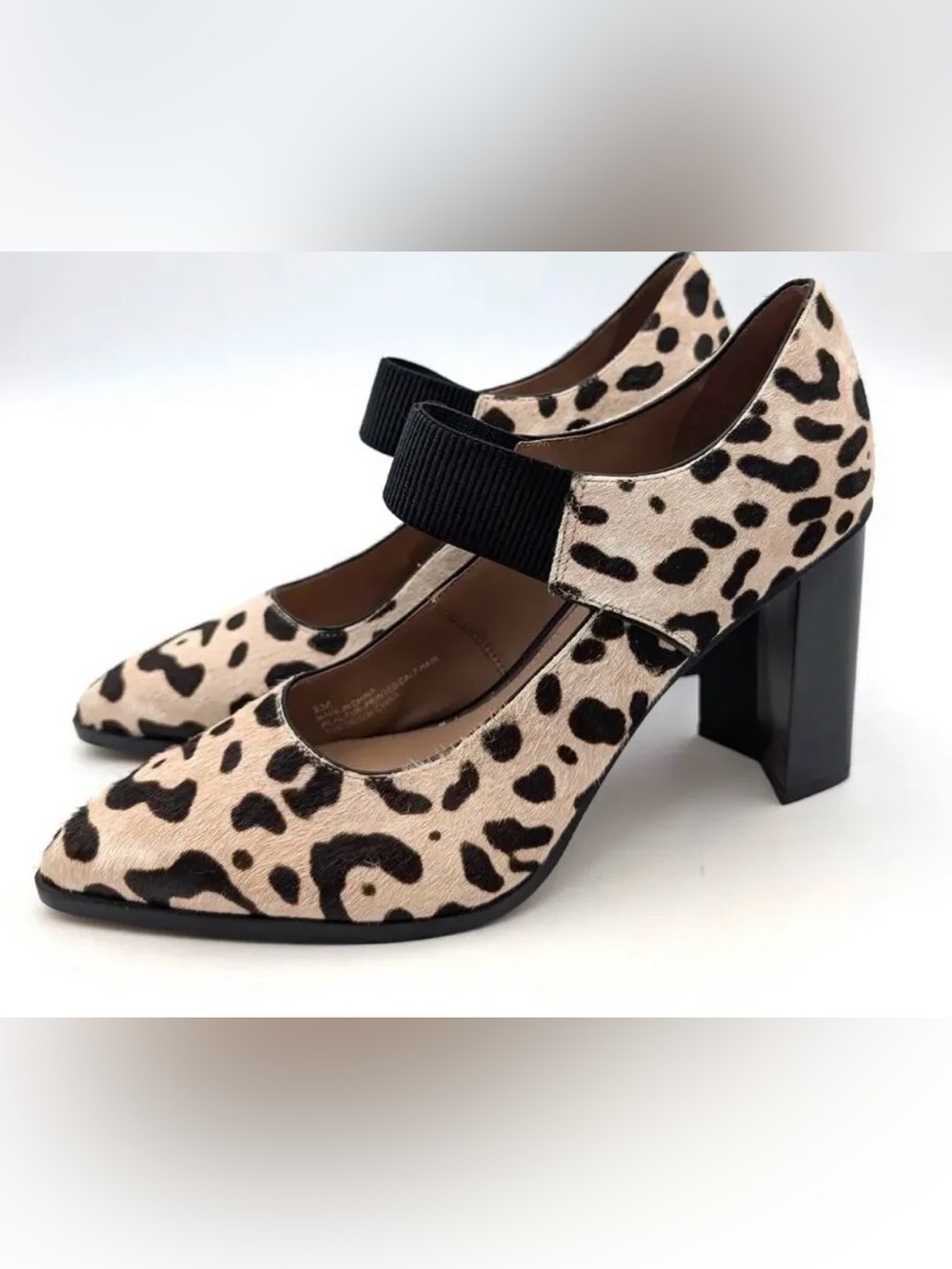 Paolo Sanae 2 White Black Leopard Calf Hair Mary Jane Heels New in box 8